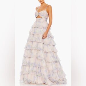 Mac Duggal Floral Cut Out Ruffle Layered Gown size 4